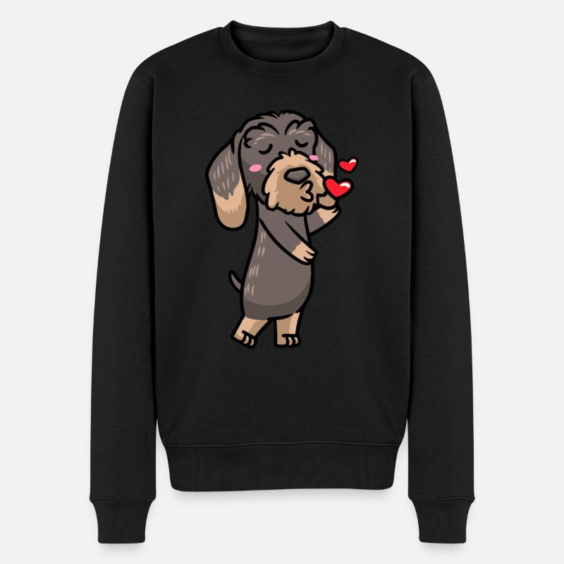 Rauhaardackel Dackel Hund Küsse - Männer Premium Bio Pullover - Schwarz