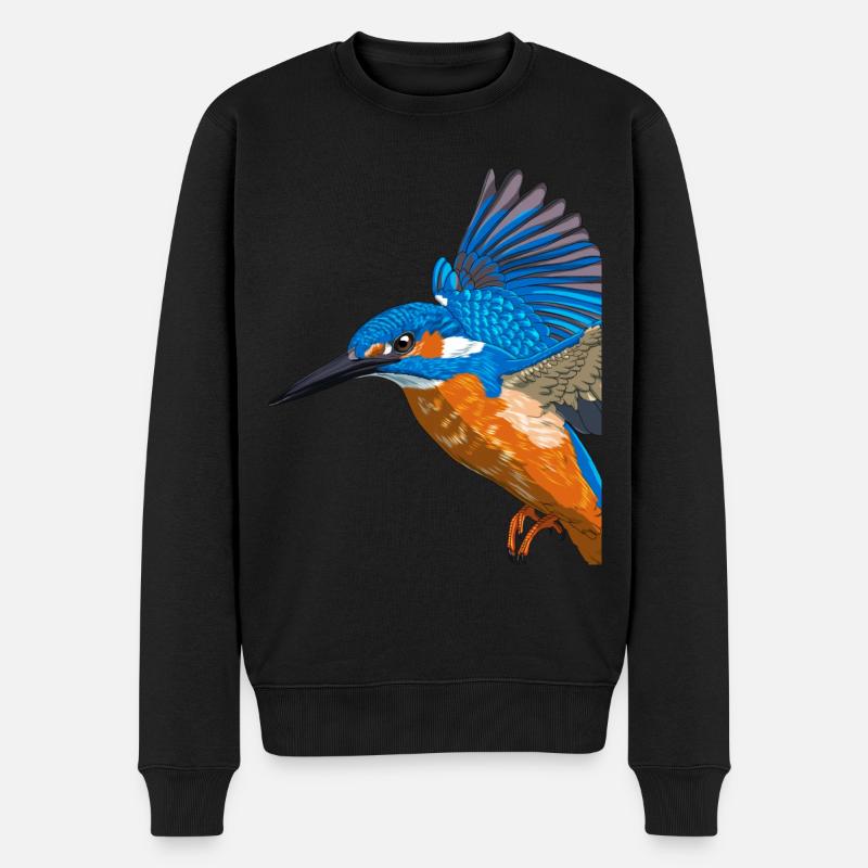 Fliegender Eisvogel - Männer Premium Bio Pullover - Schwarz