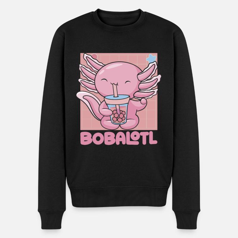 Bobalotl Boba Tea Axolotl - Männer Premium Bio Pullover - Schwarz