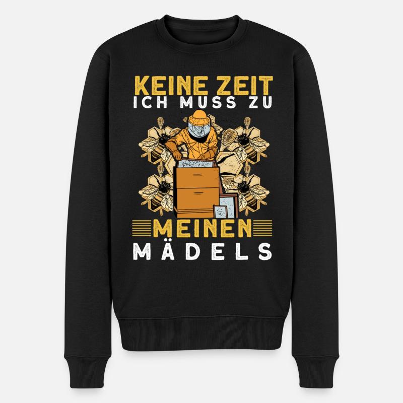 Keine Zeit ich muss zu meinen Mädels - Männer Premium Bio Pullover - Schwarz