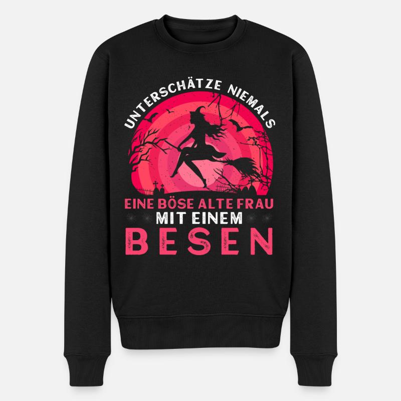 Böse alte Frau - Männer Premium Bio Pullover - Schwarz