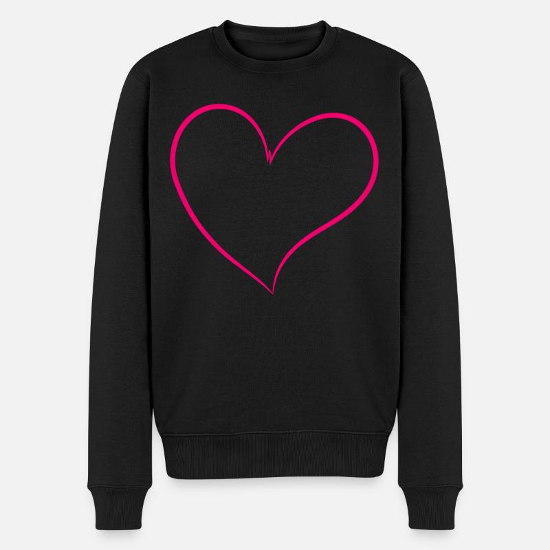 Pinkes Herz - Männer Premium Bio Pullover - Schwarz