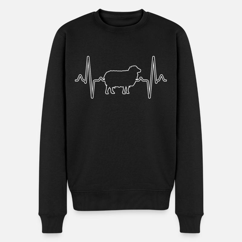 Schaf Herzschlag - Männer Premium Bio Pullover - Schwarz