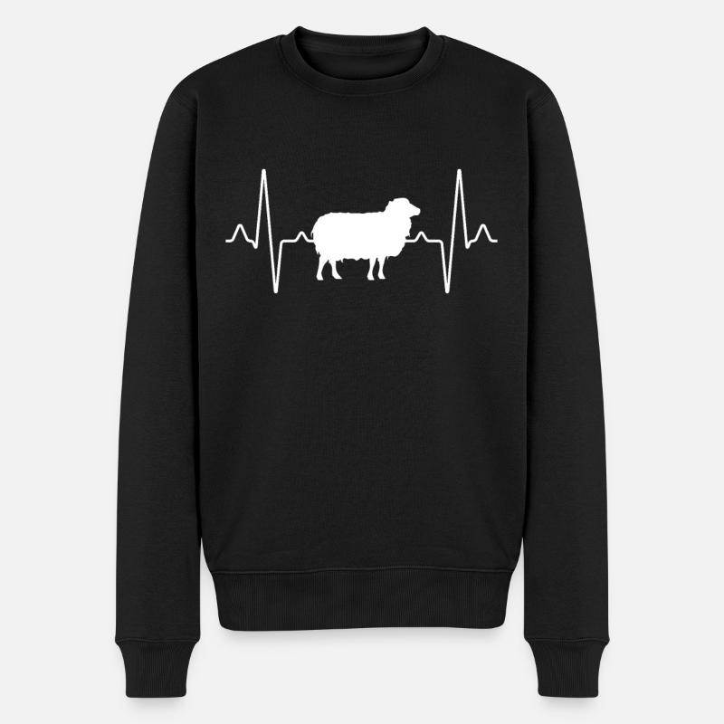 Schaf Herzschlag - Männer Premium Bio Pullover - Schwarz