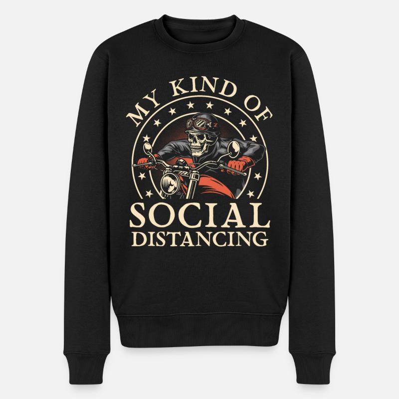 My Kind Of Social Distancing Motorcycle Biker - Männer Premium Bio Pullover - Schwarz