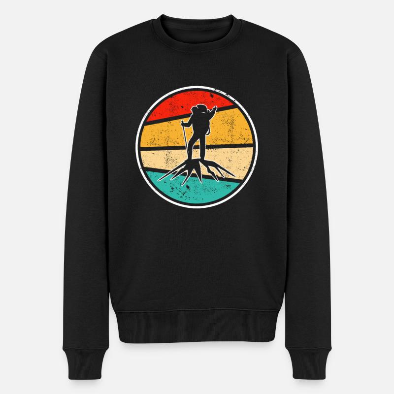 Bergsteigen Retro Logo - Männer Premium Bio Pullover - Schwarz