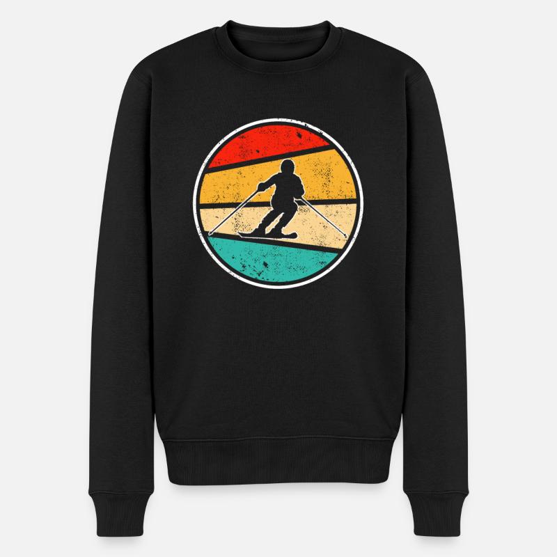 Ski Retro - Männer Premium Bio Pullover - Schwarz
