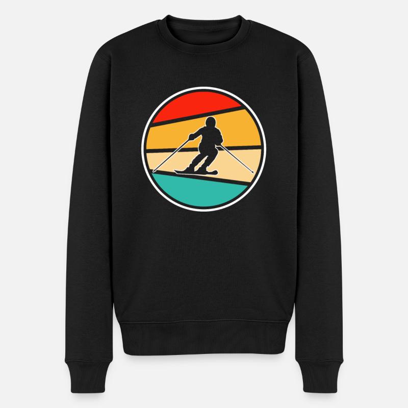 Ski Retro - Männer Premium Bio Pullover - Schwarz
