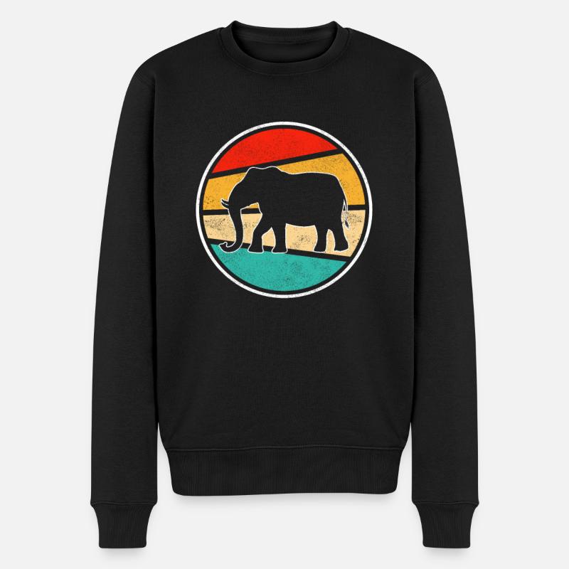 Rétro éléphant - Pull Premium bio Homme - noir