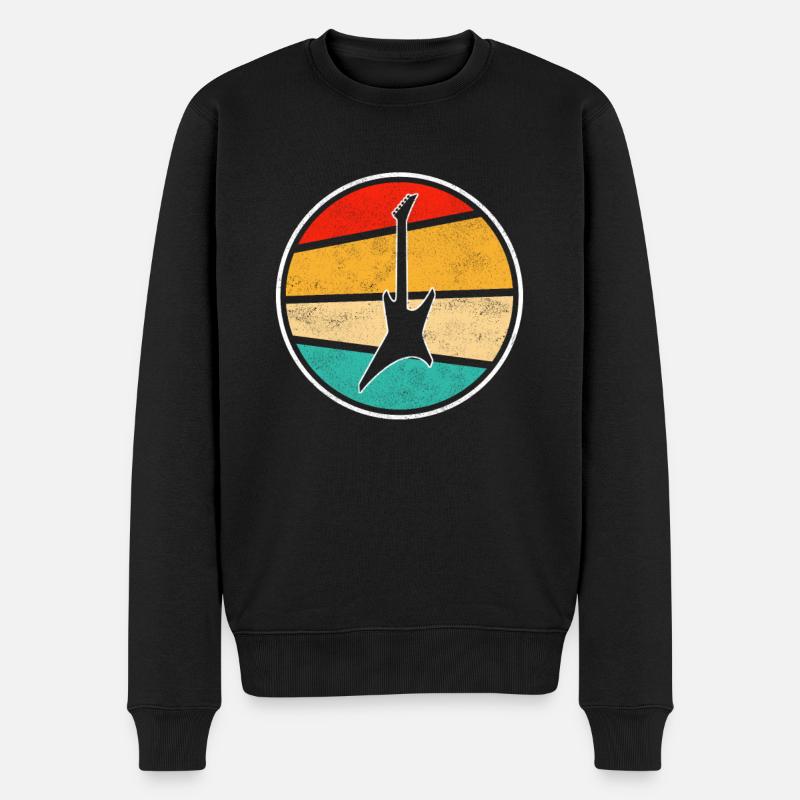 E Gitarre Retro - Männer Premium Bio Pullover - Schwarz