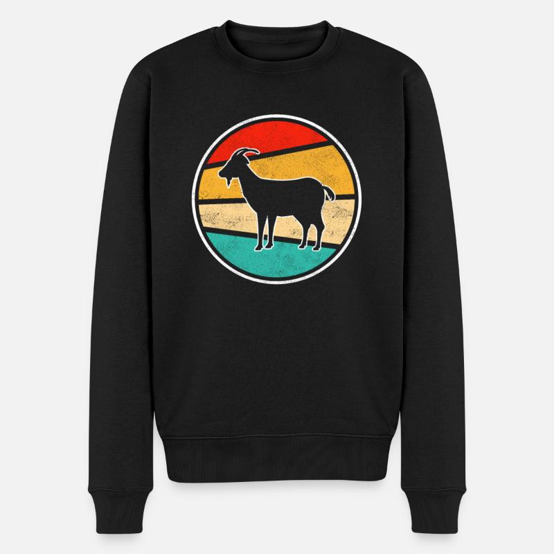 Ziege Retro - Männer Premium Bio Pullover - Schwarz