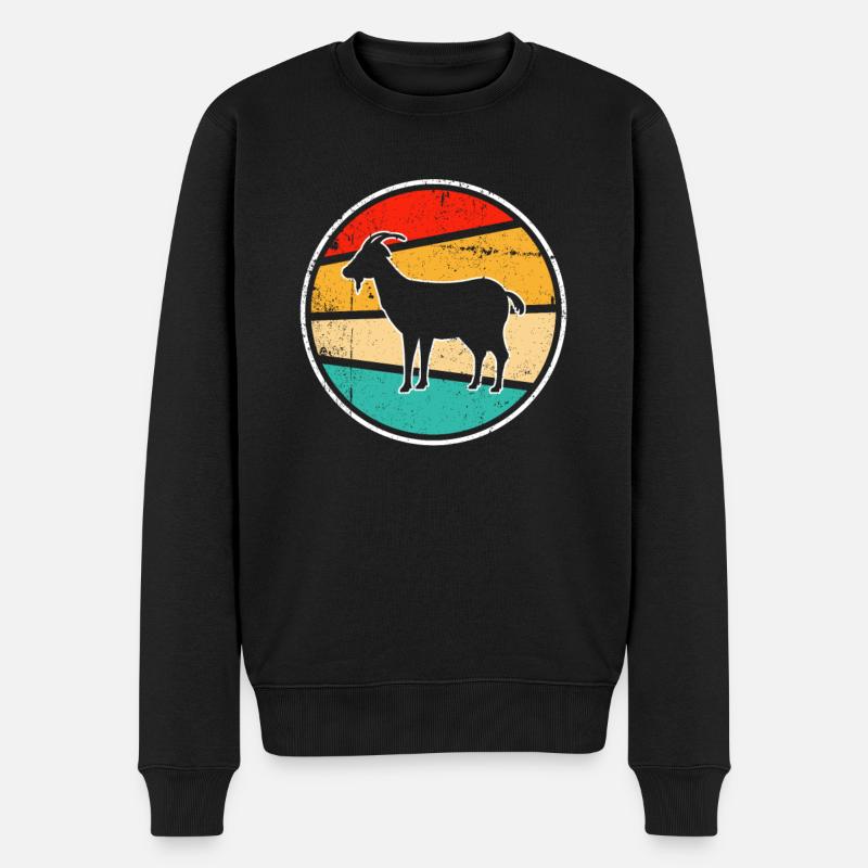 Ziege Retro - Männer Premium Bio Pullover - Schwarz