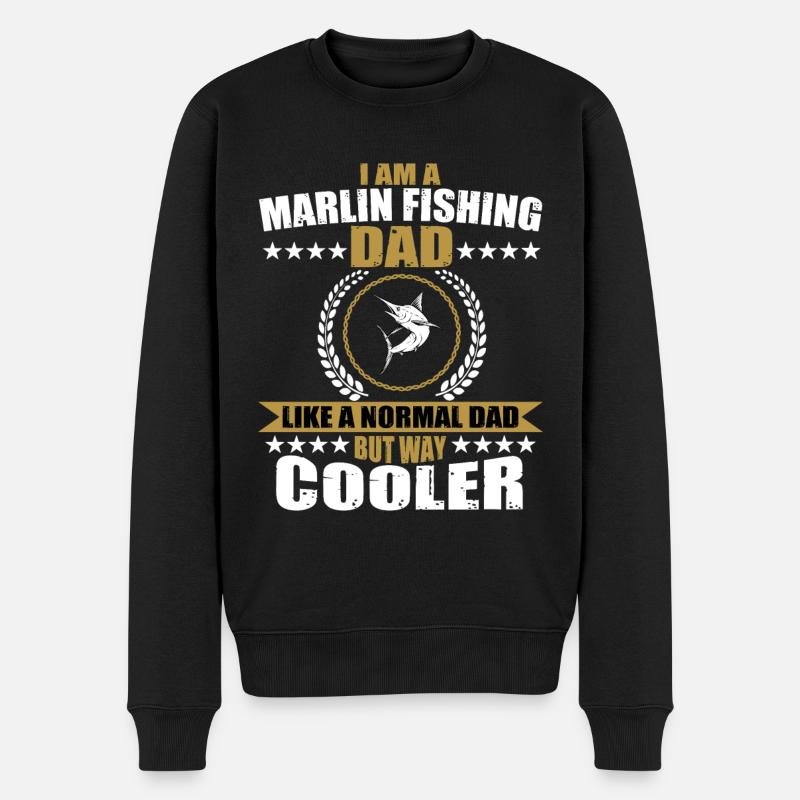 Marlin Angler Papa - Männer Premium Bio Pullover - Schwarz