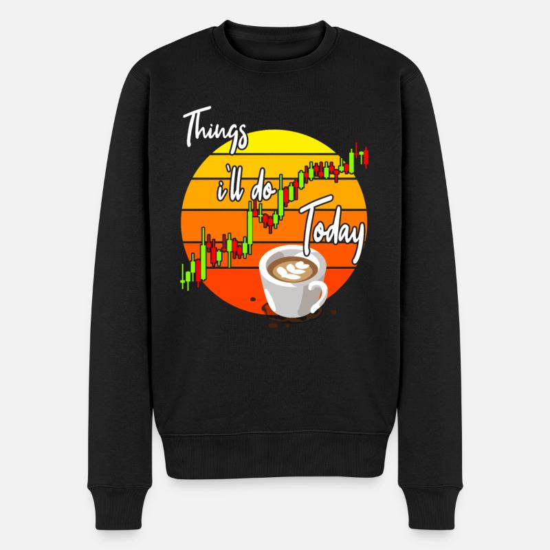 Kaffee und Trading - Männer Premium Bio Pullover - Schwarz
