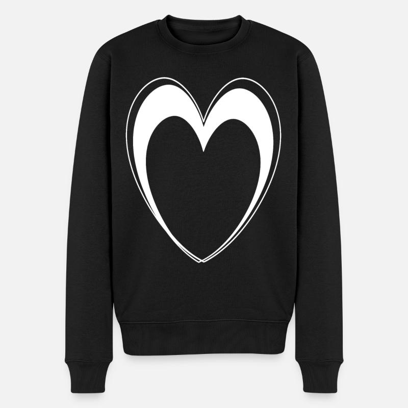 Weisses Herz - Männer Premium Bio Pullover - Schwarz