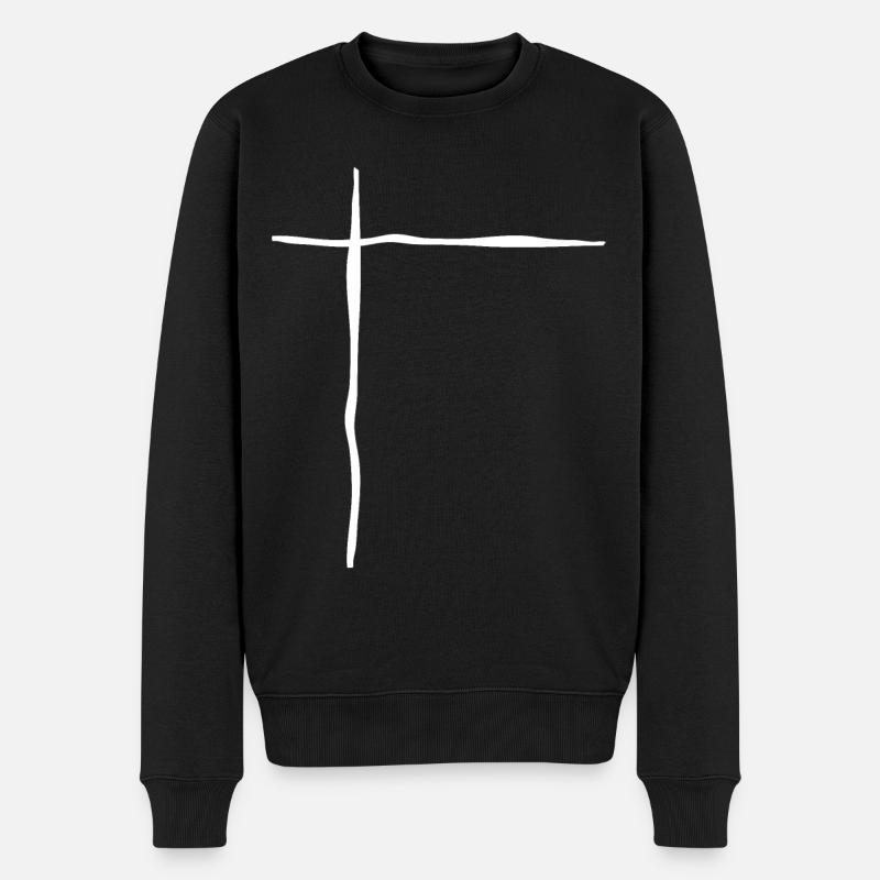 Weisse Linien - Männer Premium Bio Pullover - Schwarz