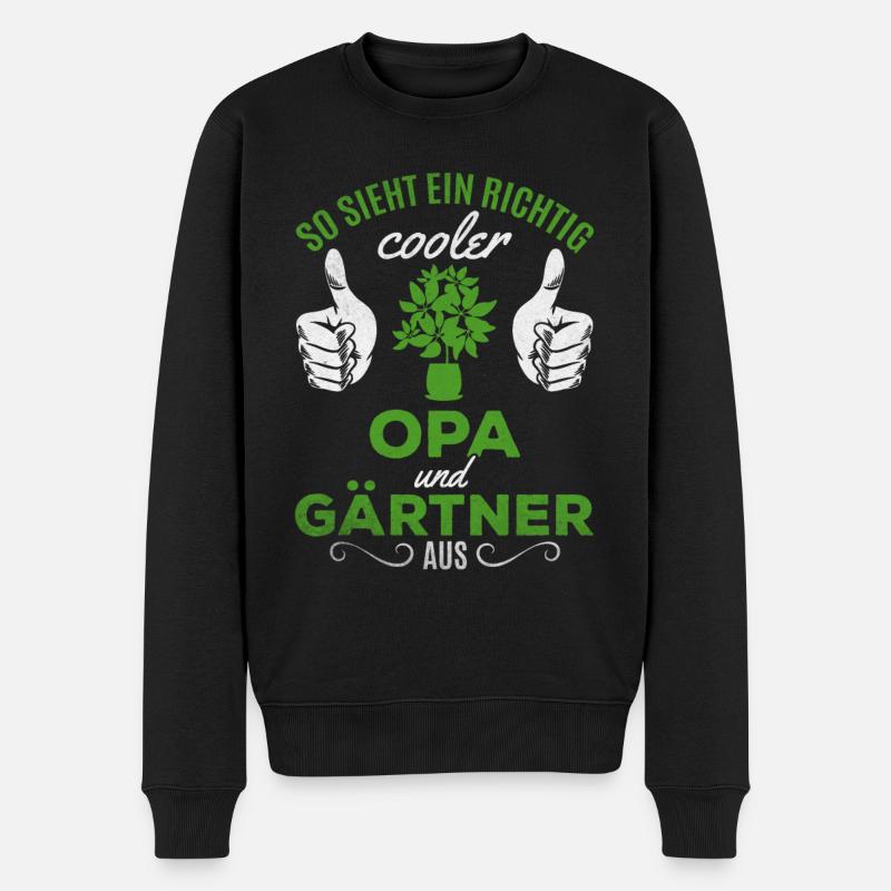 So sieht ein richtig cooler Opa und Gärtner aus - Männer Premium Bio Pullover - Schwarz