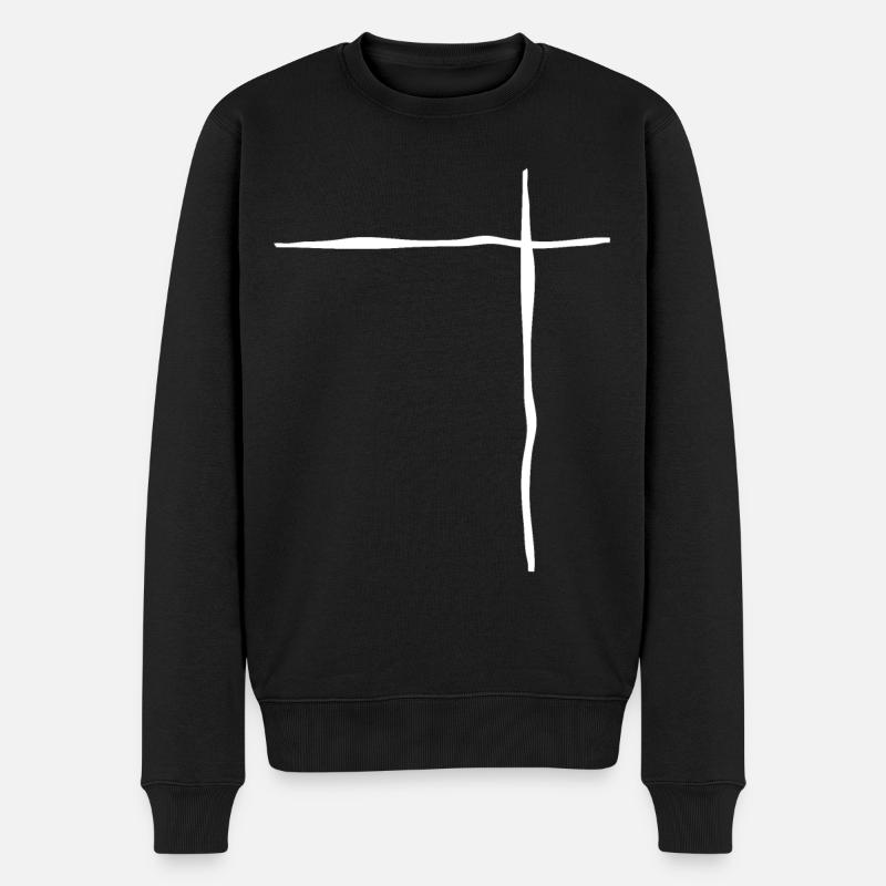 Lignes blanches Ondulées - Pull Premium bio Homme - noir