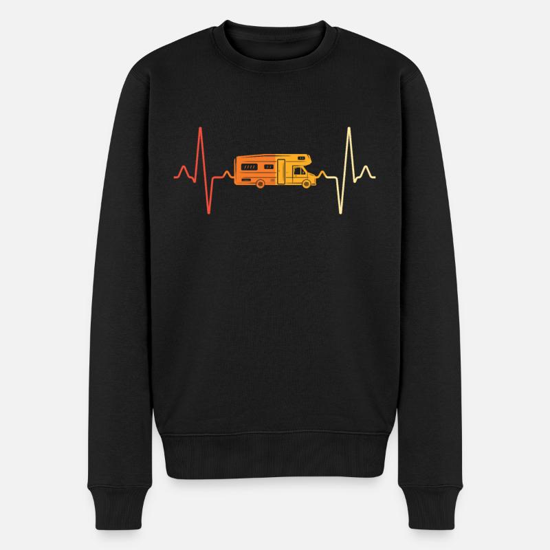Wohnmobil Herzschlag Retro - Männer Premium Bio Pullover - Schwarz