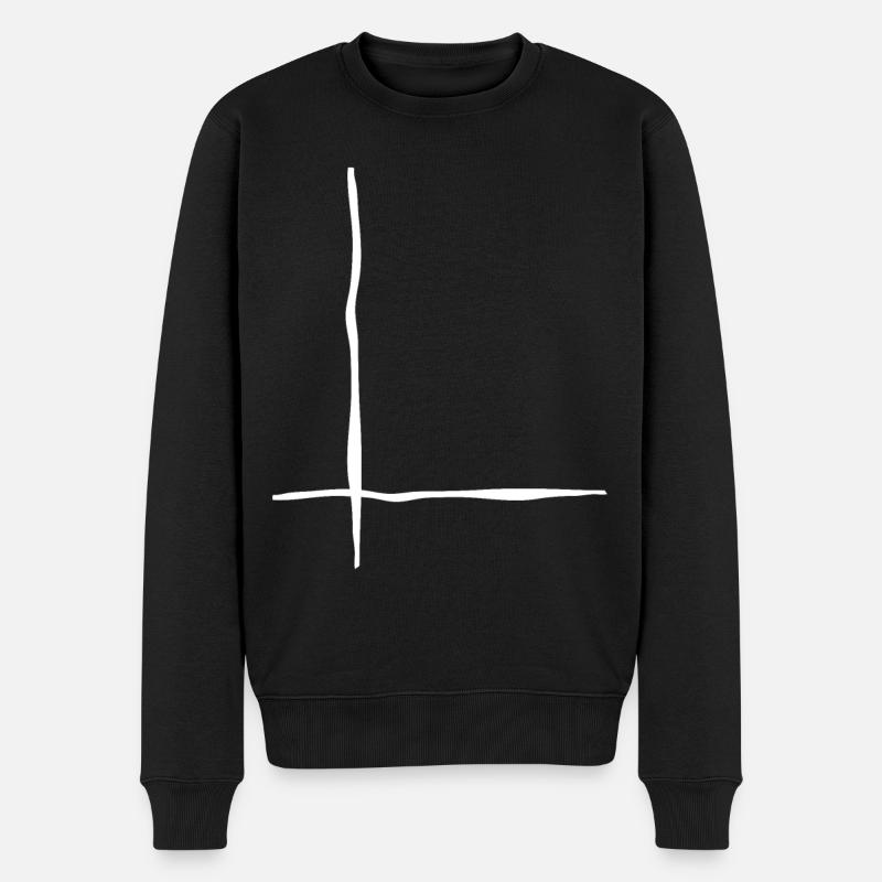 Lignes blanches Ondulées - Pull Premium bio Homme - noir