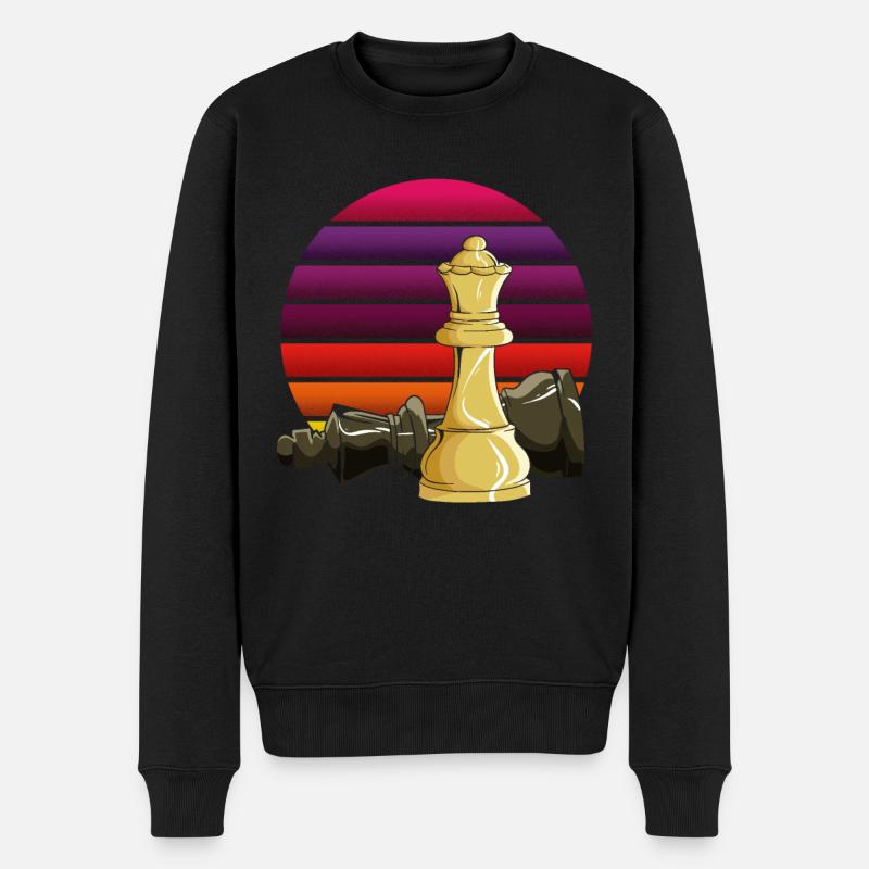Schach Schachbrett Schachmatt Schachfiguren König - Männer Premium Bio Pullover - Schwarz
