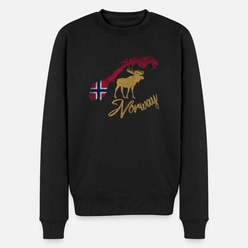 Norway Norwegen - Männer Premium Bio Pullover - Schwarz