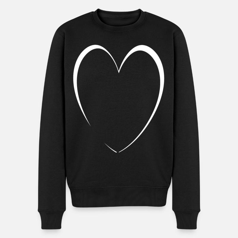 Einfaches Weisses Herz - Männer Premium Bio Pullover - Schwarz
