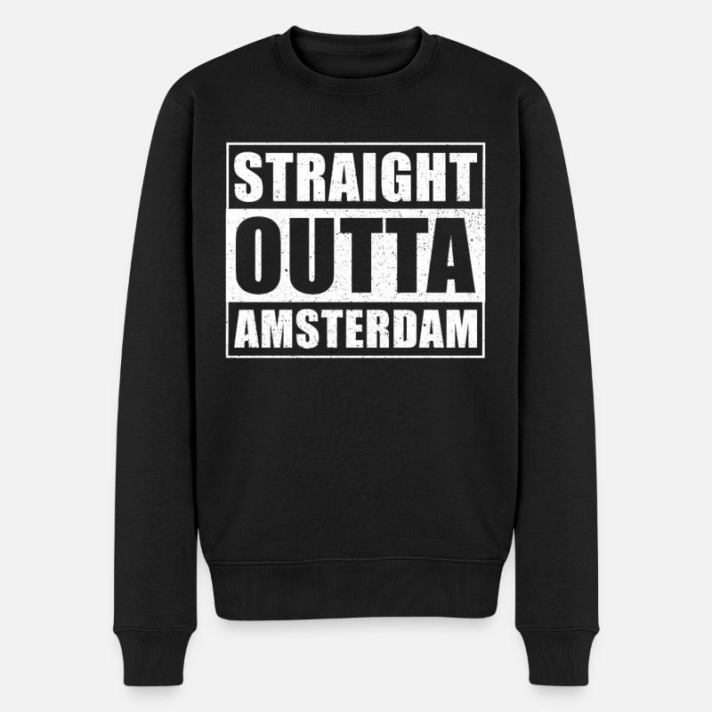 Straight outta Amsterdam - Männer Premium Bio Pullover - Schwarz