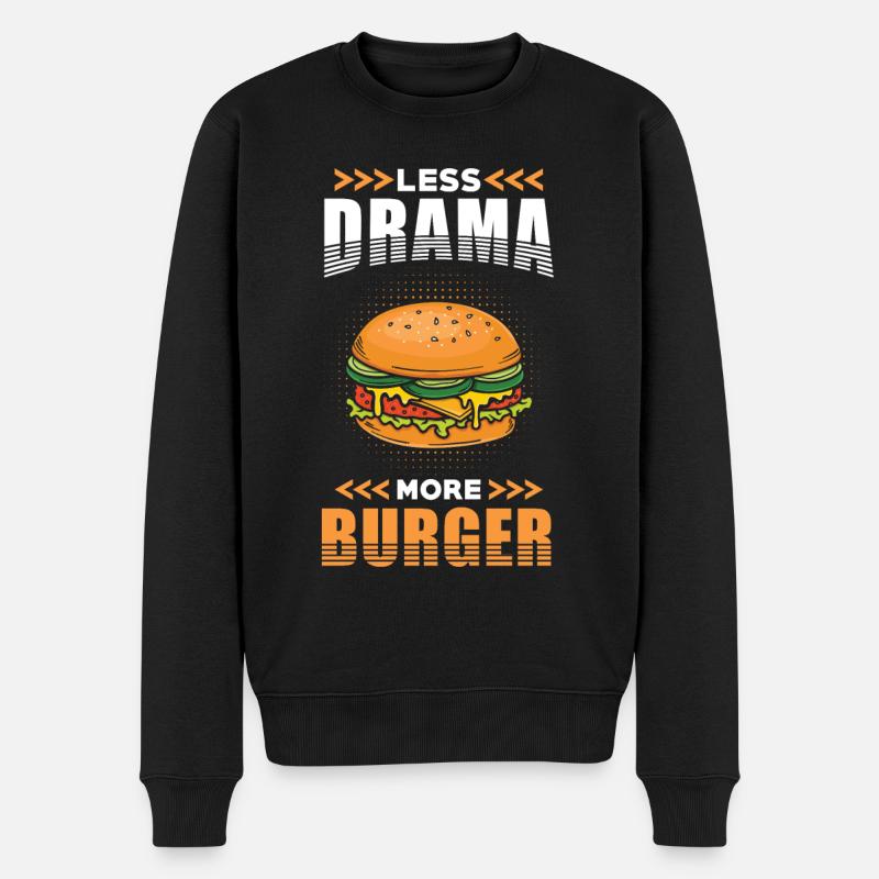 Burger Moins Drame plus Burger - Pull Premium bio Homme - noir