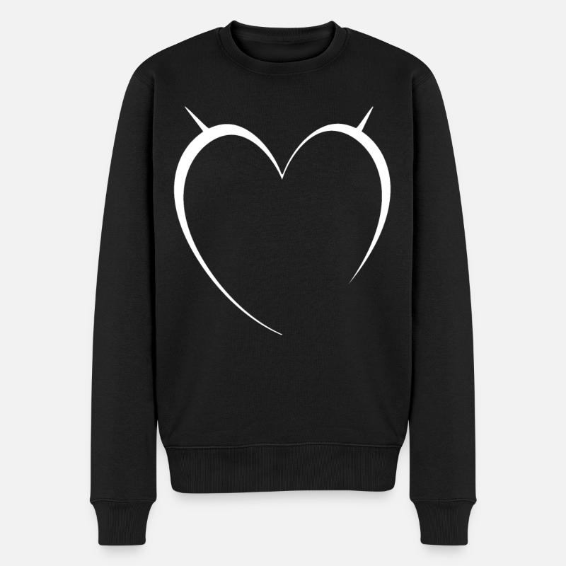 Herz Weiss Einfaches Design - Männer Premium Bio Pullover - Schwarz