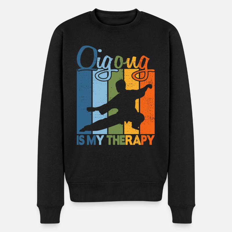Qigong is my Therapy - Männer Premium Bio Pullover - Schwarz