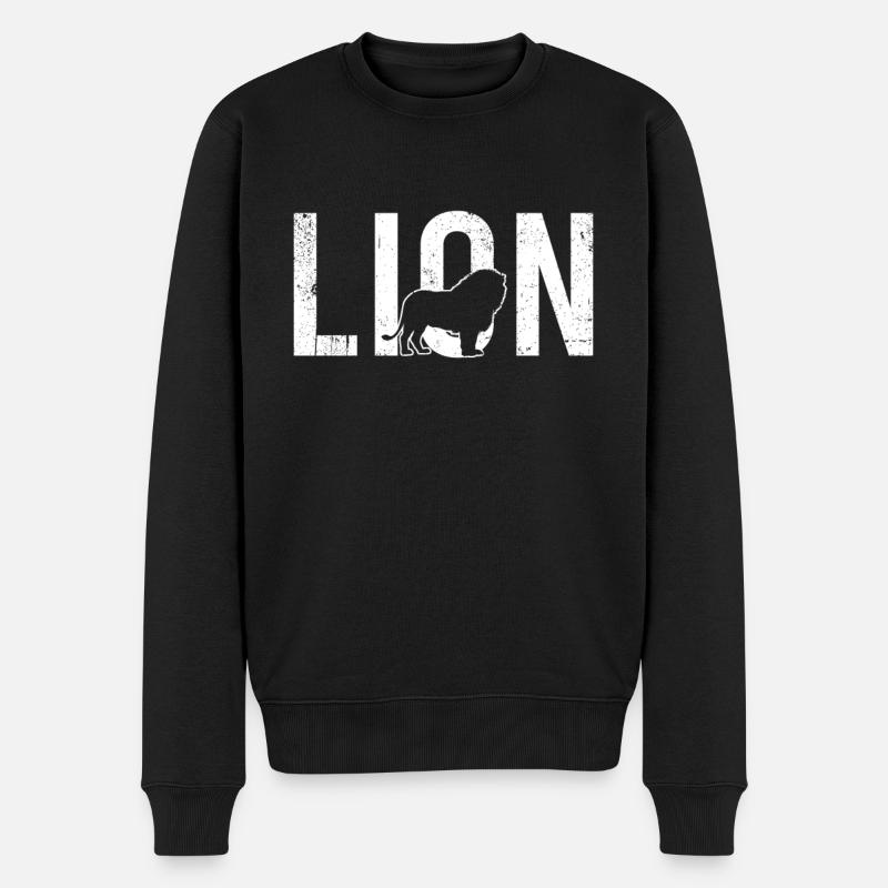 Löwe lion - Männer Premium Bio Pullover - Schwarz