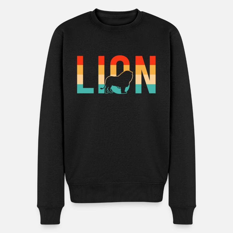 Löwe lion Retro - Männer Premium Bio Pullover - Schwarz