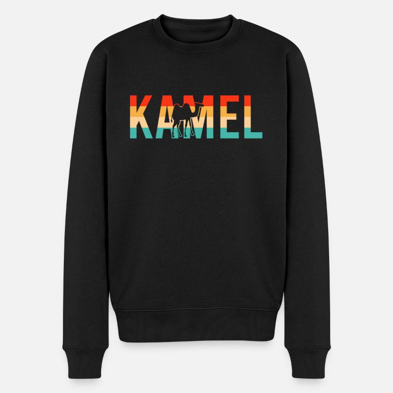 Kamel Retro - Männer Premium Bio Pullover - Schwarz