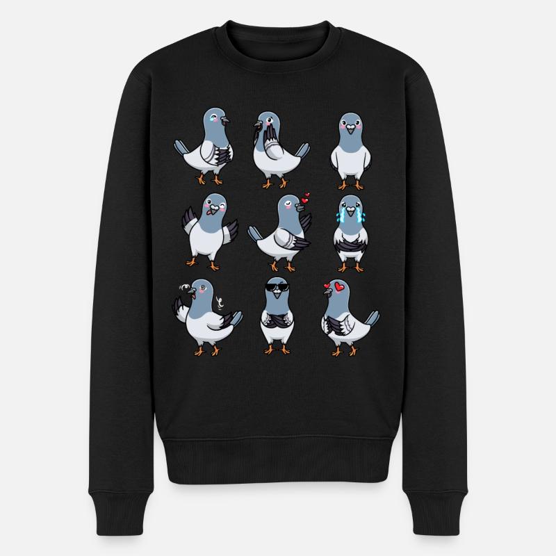 Taube Vogel Columbidae Emoticons Tauben - Männer Premium Bio Pullover - Schwarz