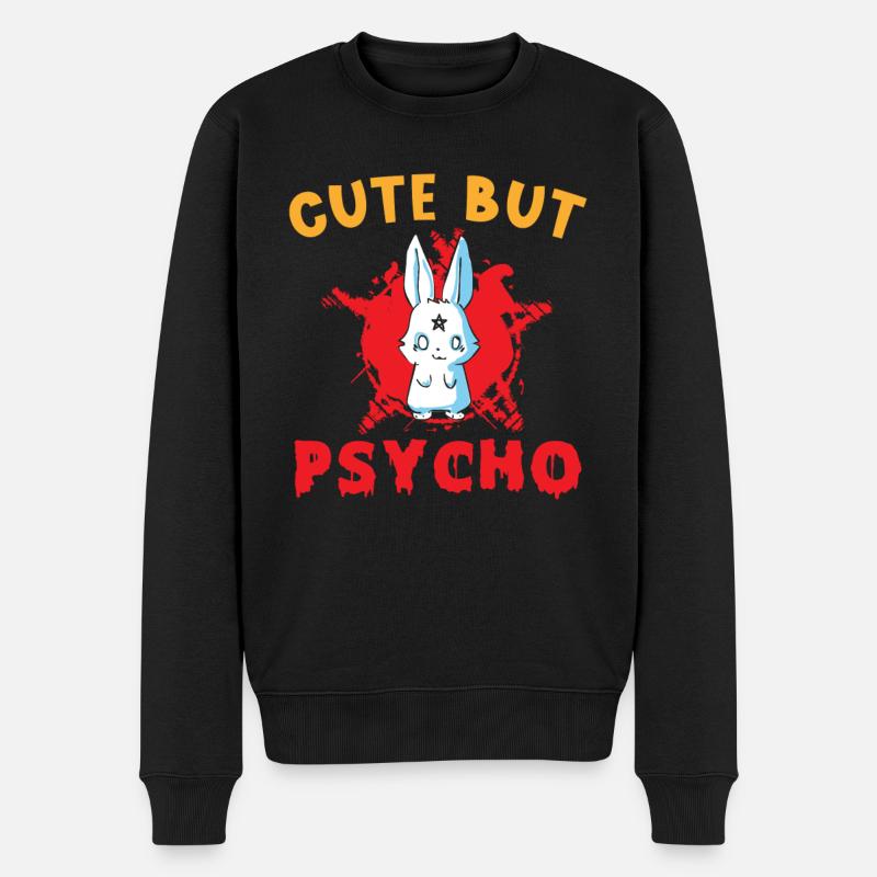 Cute but Psycho Hase Goth - Männer Premium Bio Pullover - Schwarz