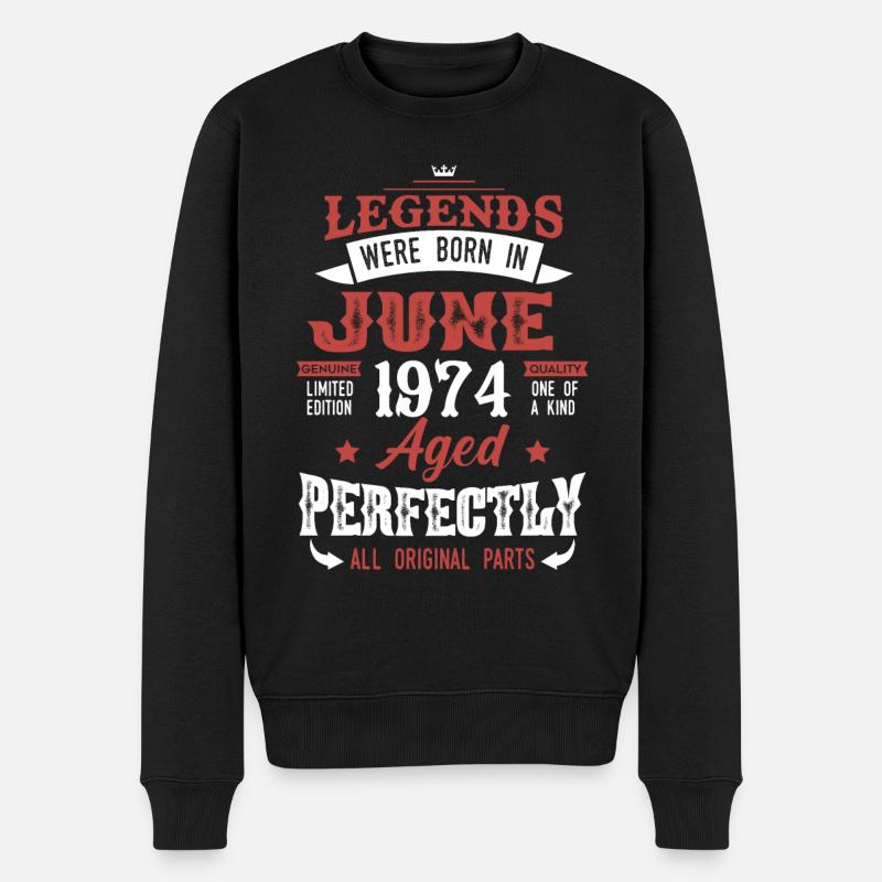 Jahrgang Juni 1974 Legenden Geburtstag Geschenk - Männer Premium Bio Pullover - Schwarz