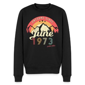 Retro 1973 Juni - Männer Premium Bio Pullover - Schwarz - Vorne - Nico (187cm)