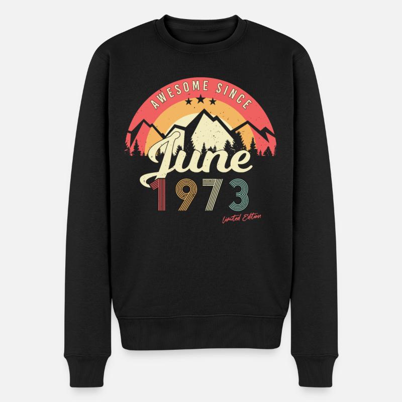Retro 1973 Juni - Männer Premium Bio Pullover - Schwarz