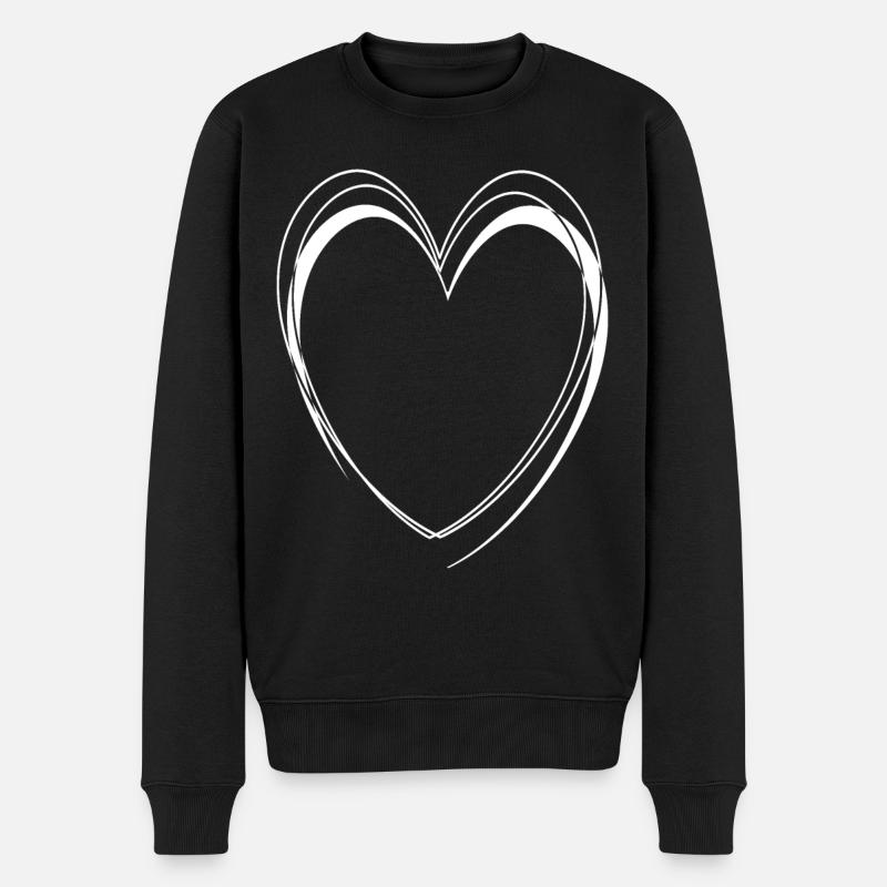 Cœur Blanc Simple - Pull Premium bio Homme - noir