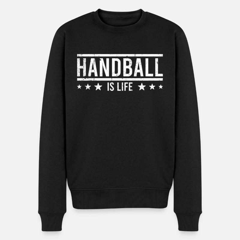 Handball Spruch - Männer Premium Bio Pullover - Schwarz