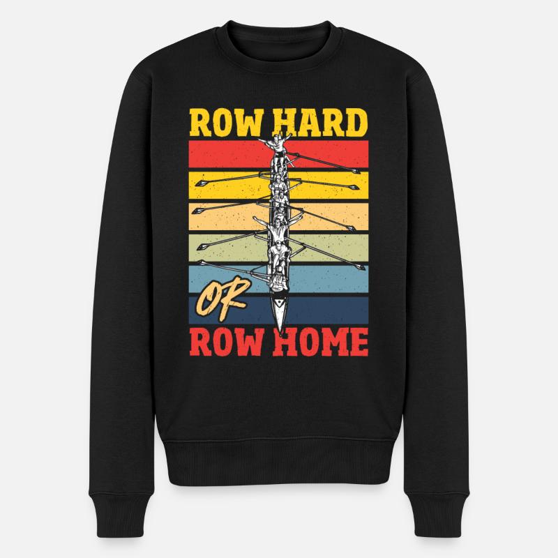 Row Hard or Row Home Rowing Regatta - Männer Premium Bio Pullover - Schwarz