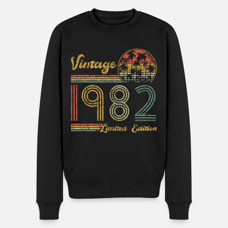 Vintage 1982 Limited Edition - Männer Premium Bio Pullover - Schwarz