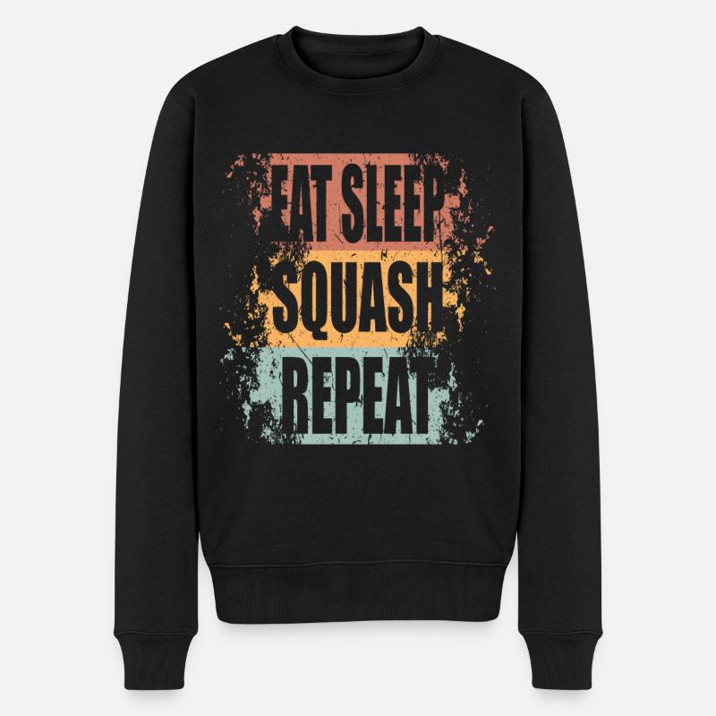 Squash Eat Sleep Repeat - Männer Premium Bio Pullover - Schwarz