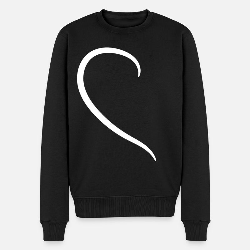 Halbes Weisses Herz - Männer Premium Bio Pullover - Schwarz