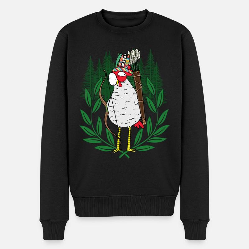 Huhn Krieger Federvieh Bogenschütze - Männer Premium Bio Pullover - Schwarz