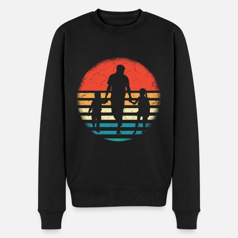 Zweifacher Papa Hoch 2 Dad Hoch 2 Kinder Vatertag - Männer Premium Bio Pullover - Schwarz