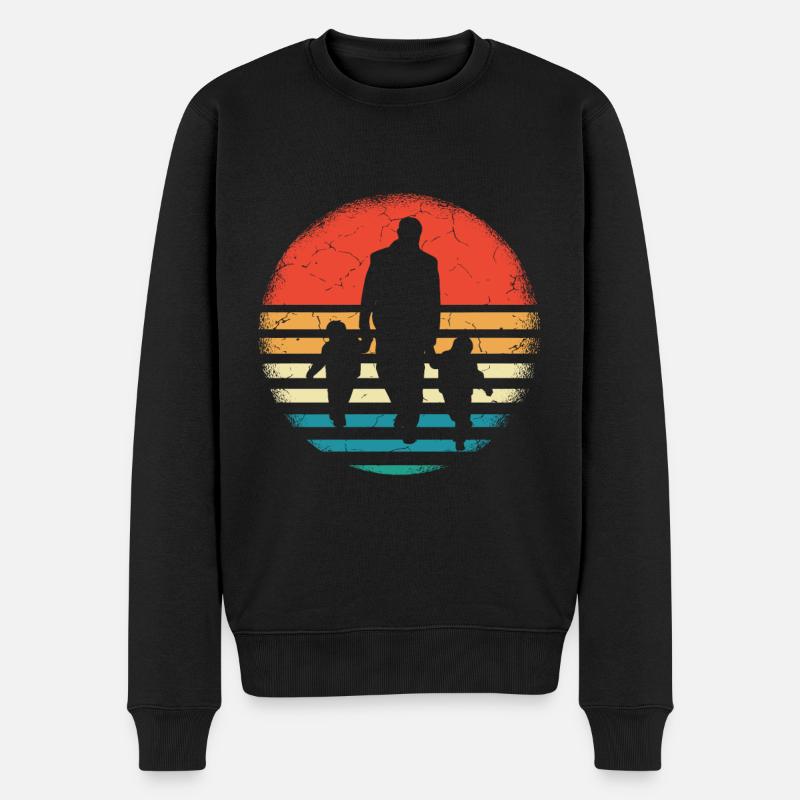Zweifacher Papa Hoch 2 Kinder Vatertag Geschenk - Männer Premium Bio Pullover - Schwarz
