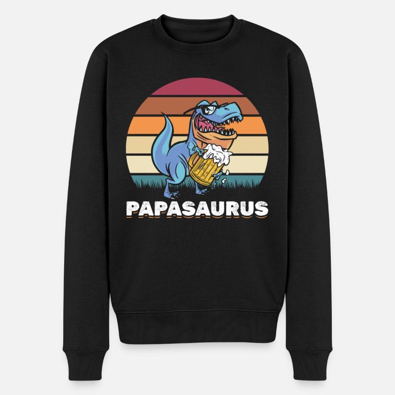 Papasaurus Papa Dinosaurier Papa Dino Vatertag - Männer Premium Bio Pullover - Schwarz