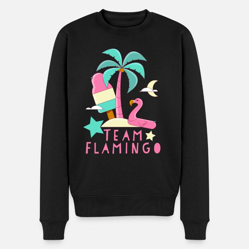 Team Flamingo - Männer Premium Bio Pullover - Schwarz